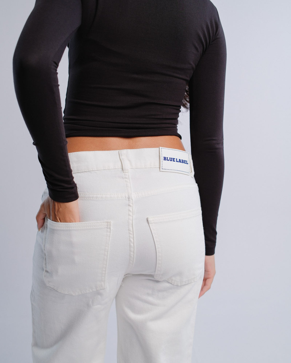 Staple Jeans — White — Waist and pocket detail