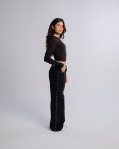 Studded Jeans — Black — Side view